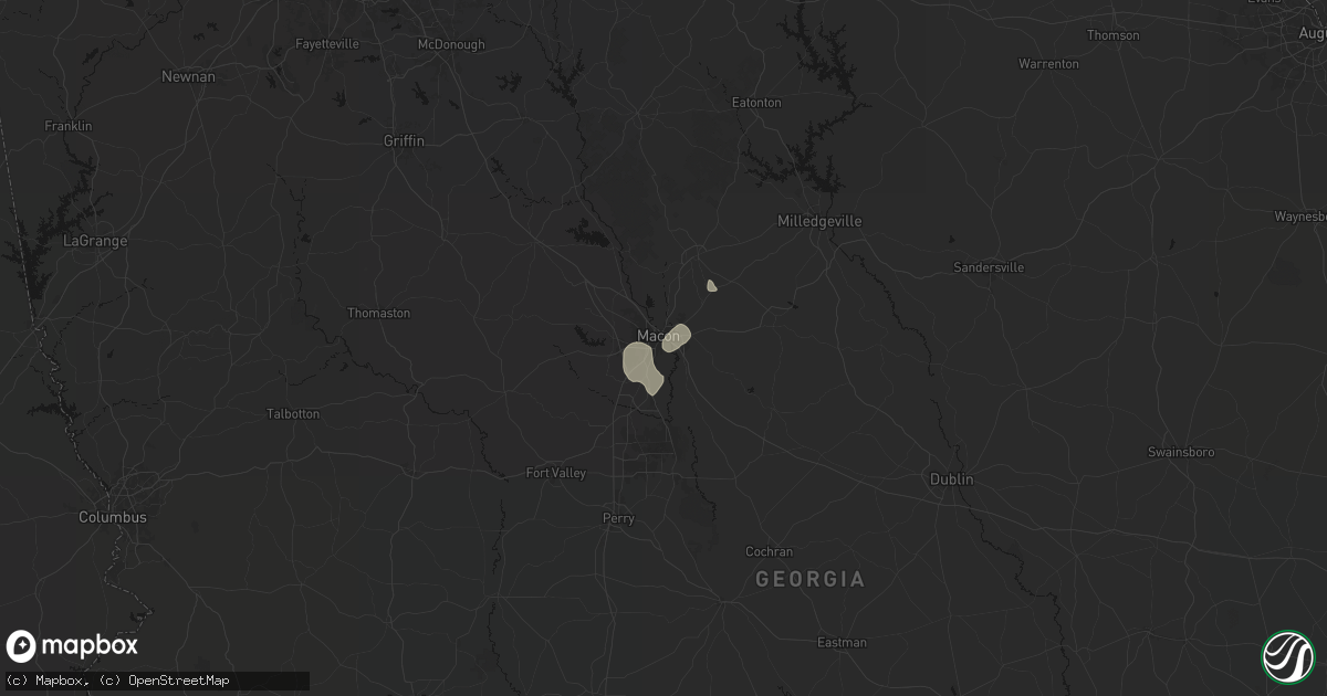 Hail map in Macon, GA on July 18, 2026