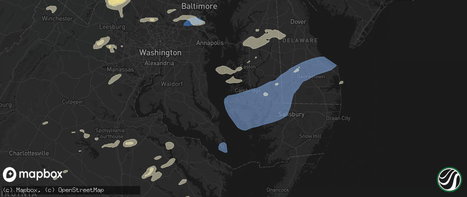 Hail map in Madison, MD on July 18, 2026