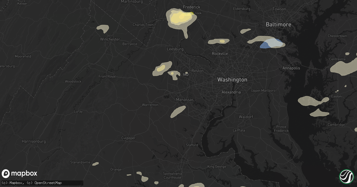 Hail map in Manassas, VA on July 18, 2026