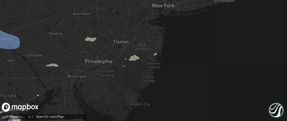 Hail map in Manchester Township, NJ on July 18, 2026