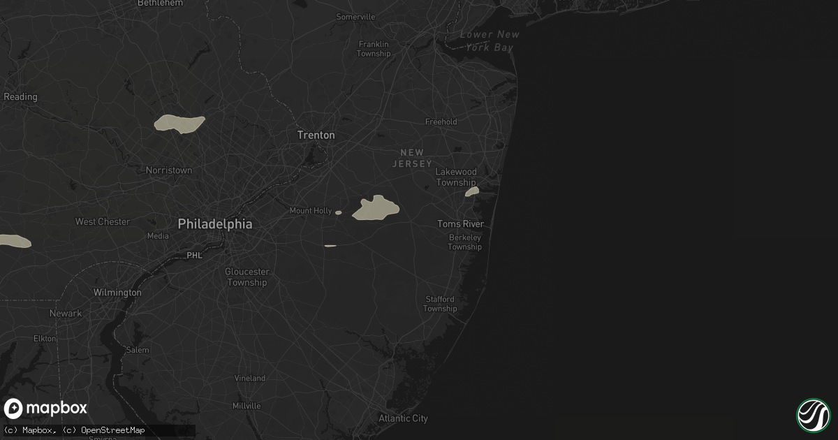 Hail map in Manchester Township, NJ on July 18, 2026