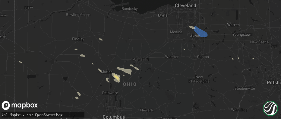 Hail map in Mansfield, OH on July 18, 2026