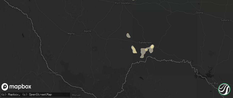 Hail map in Marathon, TX on July 18, 2026