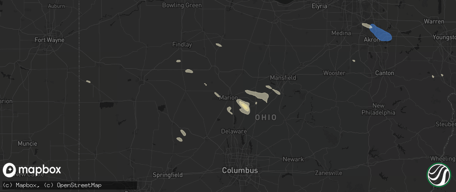 Hail map in Marion, OH on July 18, 2026