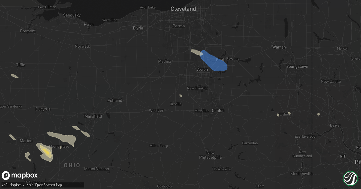 Hail map in Marshallville, OH on July 18, 2026