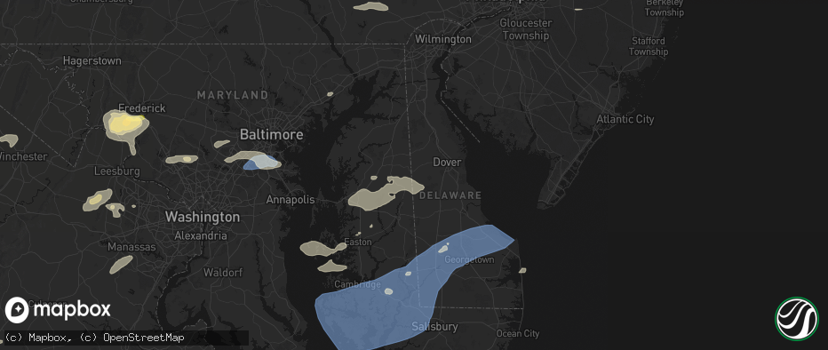 Hail map in Marydel, DE on July 18, 2026