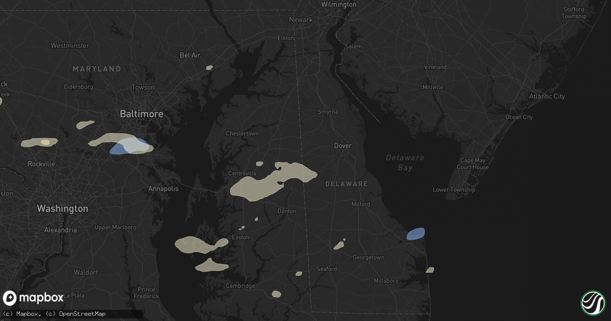 Hail map in Marydel, DE on July 18, 2026