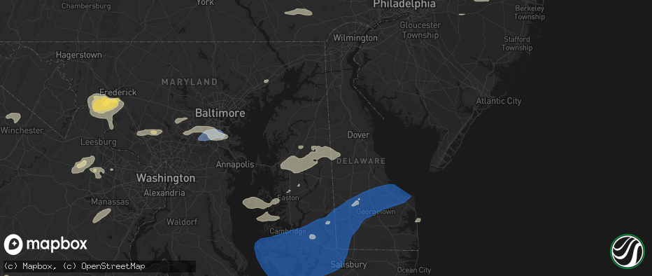 Hail map in Marydel, MD on July 18, 2026