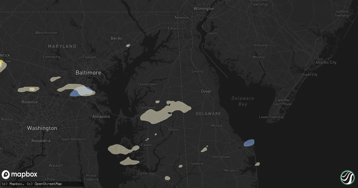Hail map in Marydel, MD on July 18, 2026