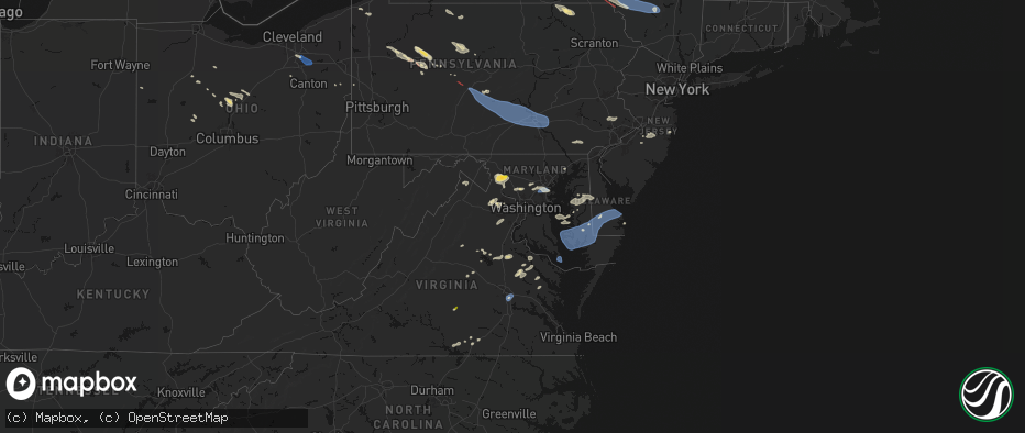 Hail map in Maryland on July 18, 2026