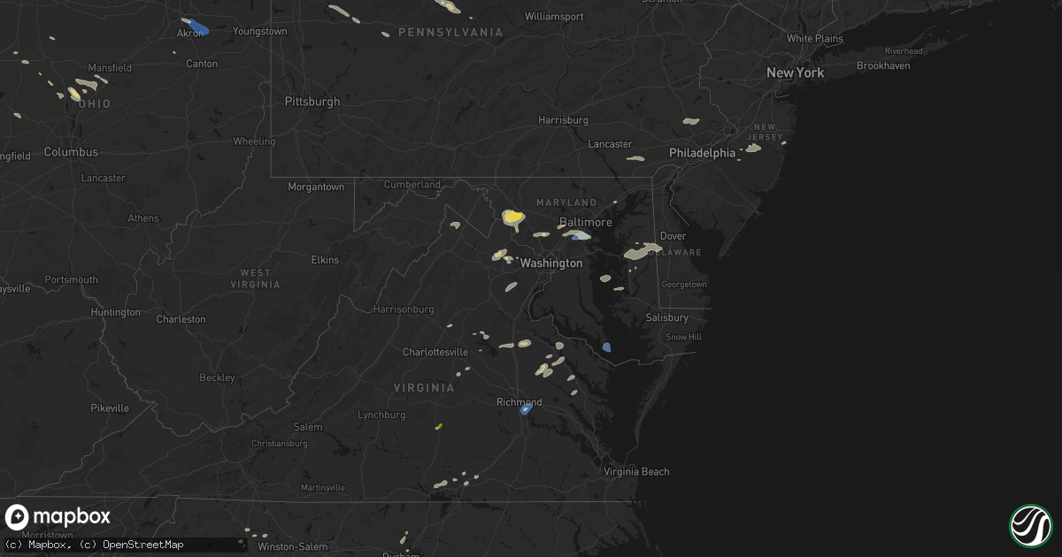 Hail map in Maryland on July 18, 2026
