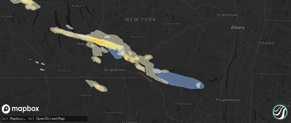 Hail map in Masonville, NY on July 18, 2026