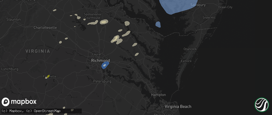 Hail map in Mattaponi, VA on July 18, 2026