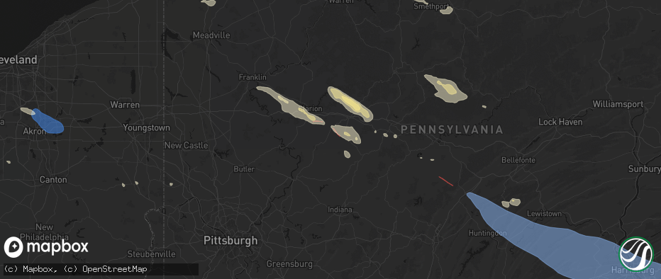 Hail map in Mayport, PA on July 18, 2026