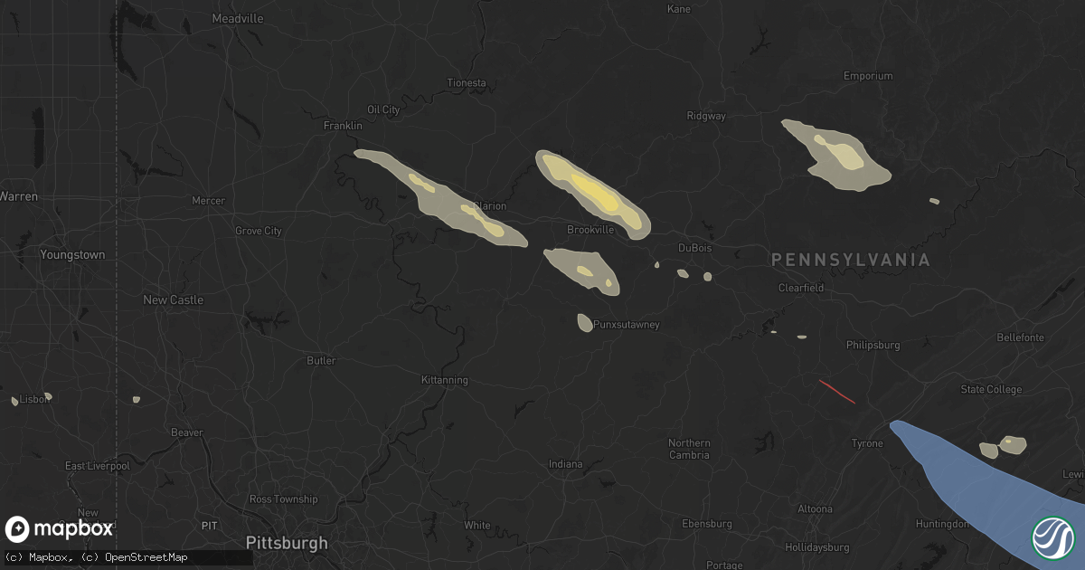 Hail map in Mayport, PA on July 18, 2026