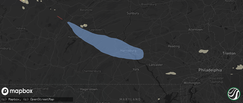 Hail map in Mechanicsburg, PA on July 18, 2026