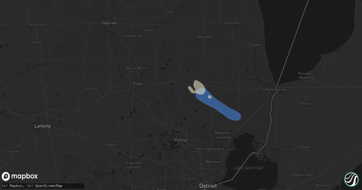 Hail map in Metamora, MI on July 18, 2026