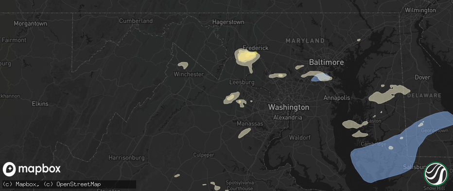 Hail map in Middleburg, VA on July 18, 2026