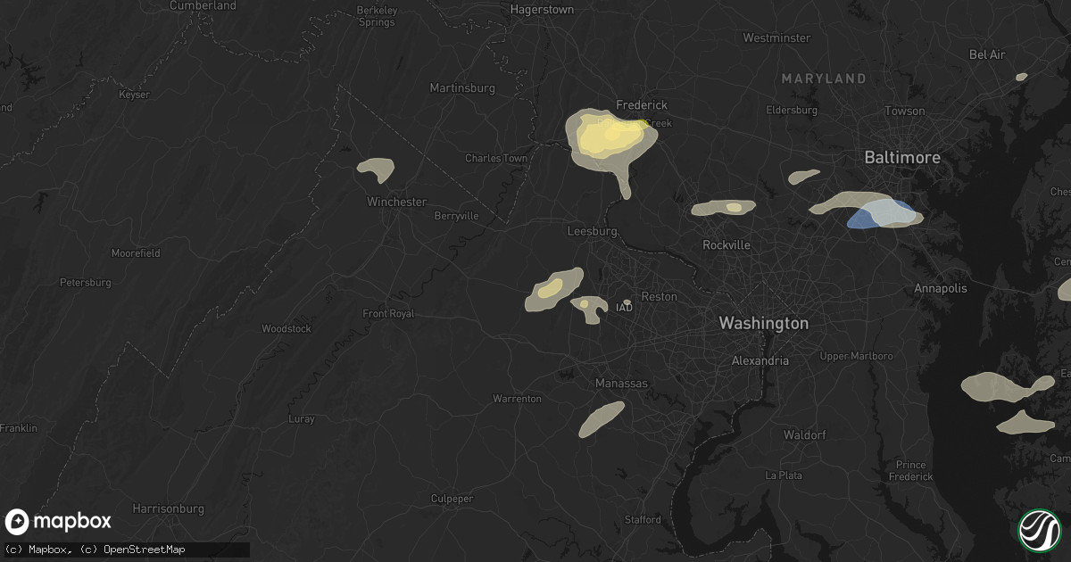 Hail map in Middleburg, VA on July 18, 2026