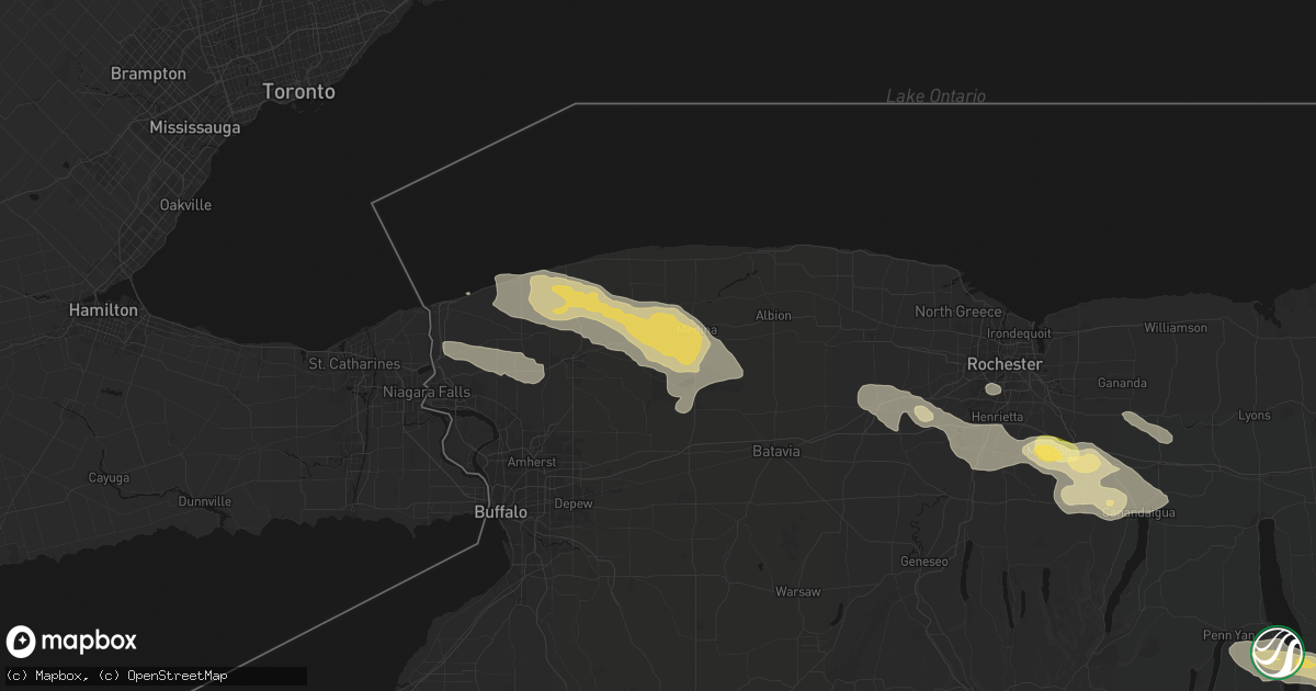 Hail map in Middleport, NY on July 18, 2026