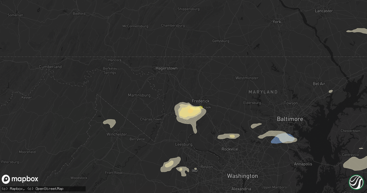 Hail map in Middletown, MD on July 18, 2026