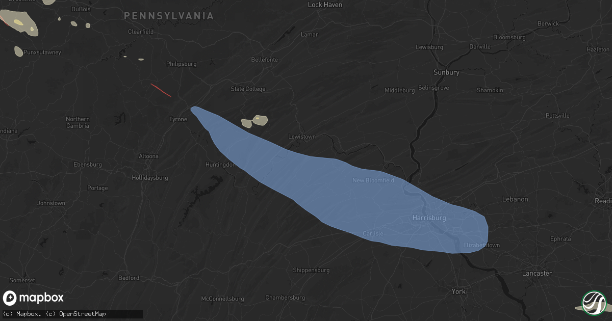 Hail map in Mifflin, PA on July 18, 2026