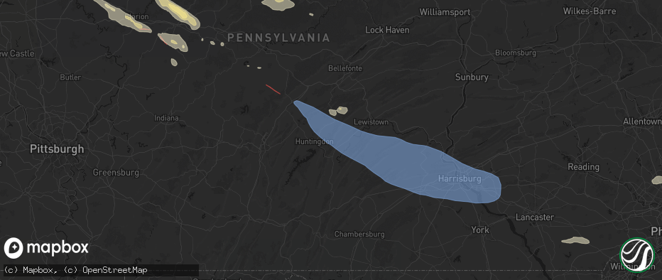 Hail map in Mill Creek, PA on July 18, 2026