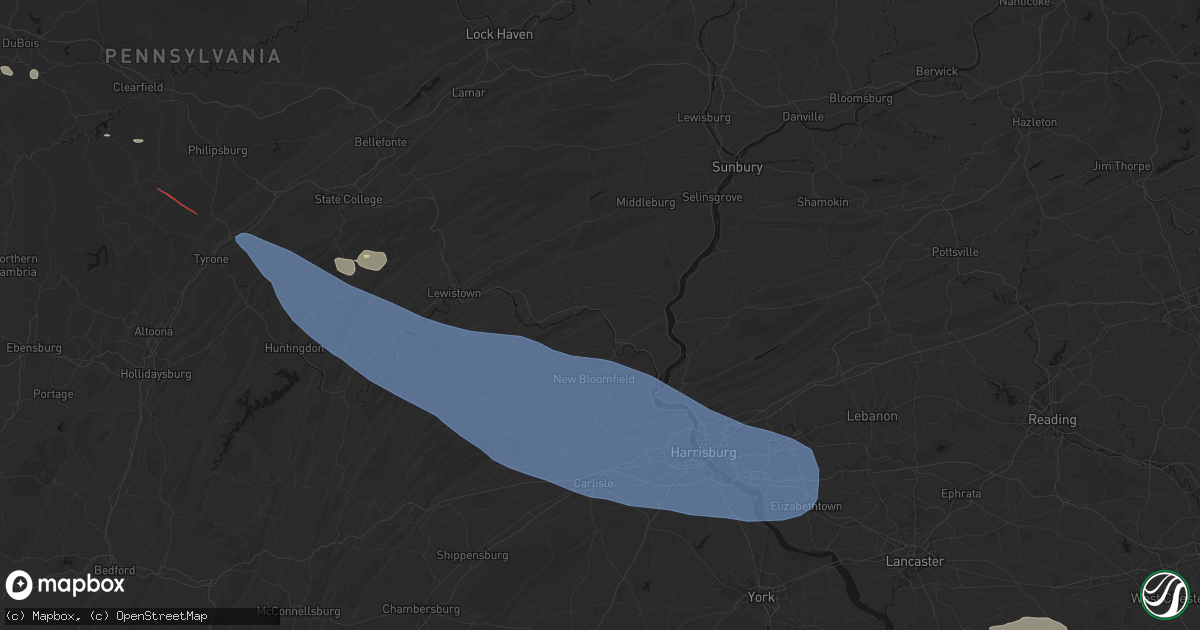 Hail map in Millerstown, PA on July 18, 2026