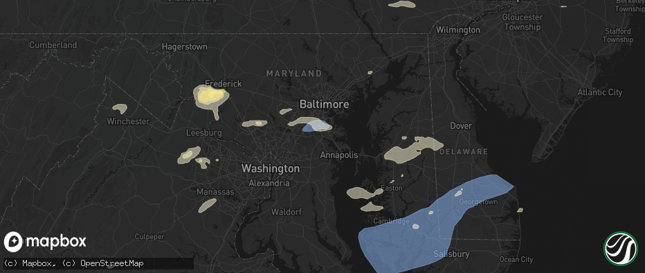 Hail map in Millersville, MD on July 18, 2026