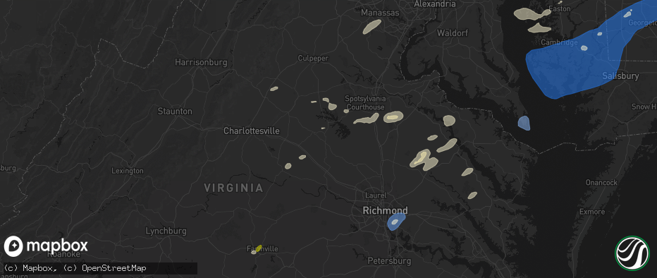 Hail map in Mineral, VA on July 18, 2026