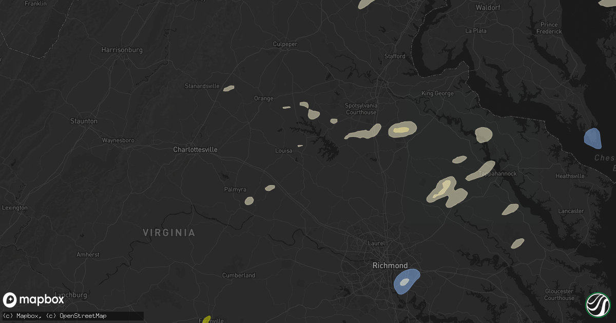 Hail map in Mineral, VA on July 18, 2026