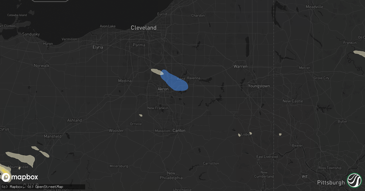 Hail map in Mogadore, OH on July 18, 2026