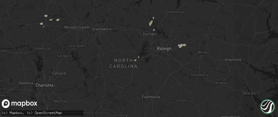Hail map in Moncure, NC on July 18, 2026