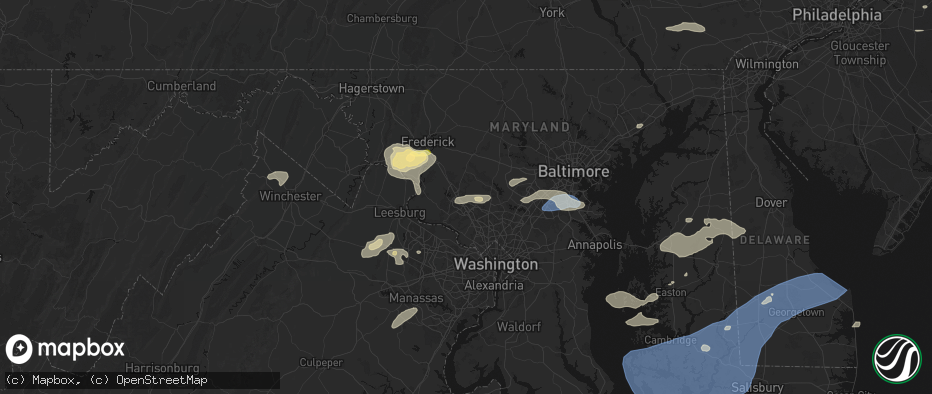 Hail map in Montgomery Village, MD on July 18, 2026