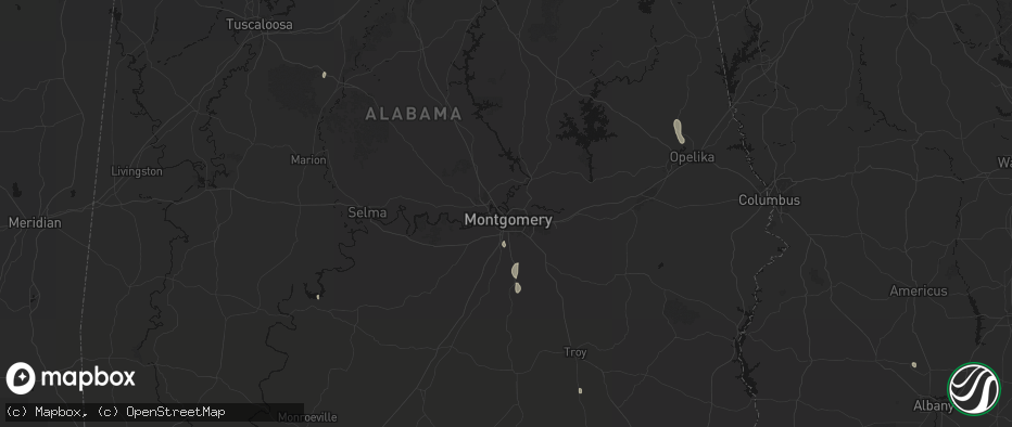 Hail map in Montgomery, AL on July 18, 2026