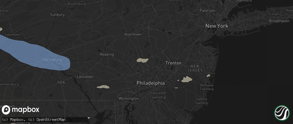 Hail map in Montgomeryville, PA on July 18, 2026