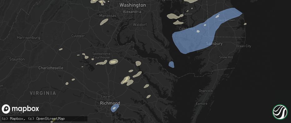 Hail map in Montross, VA on July 18, 2026