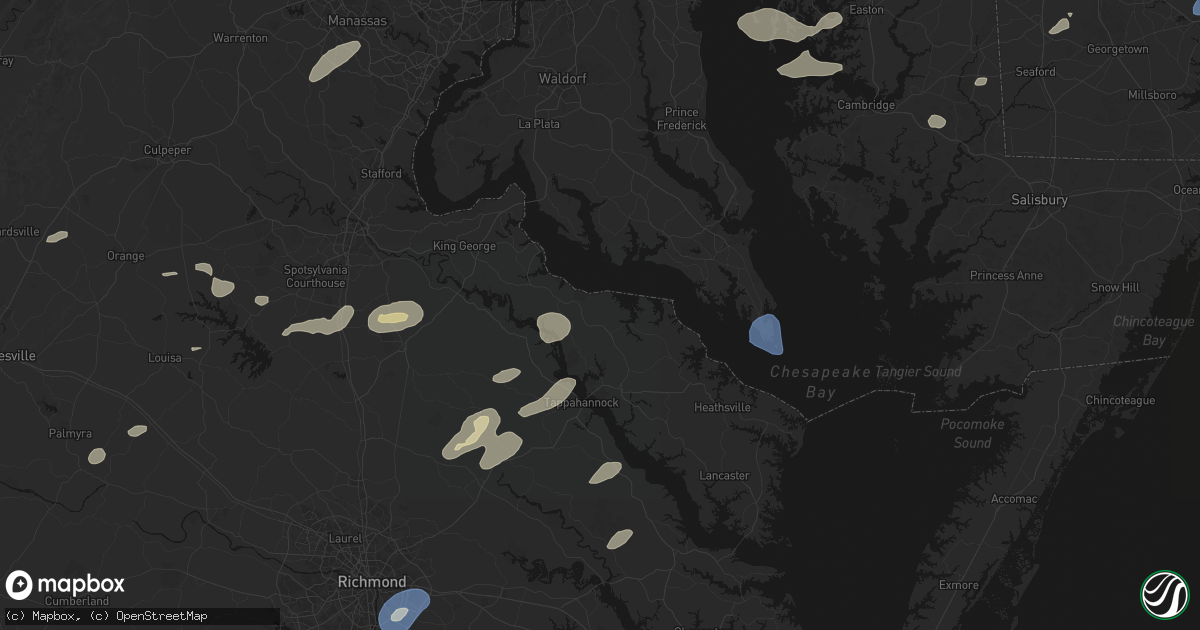 Hail map in Montross, VA on July 18, 2026