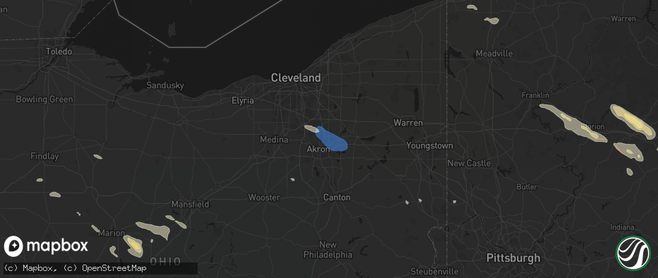 Hail map in Munroe Falls, OH on July 18, 2026