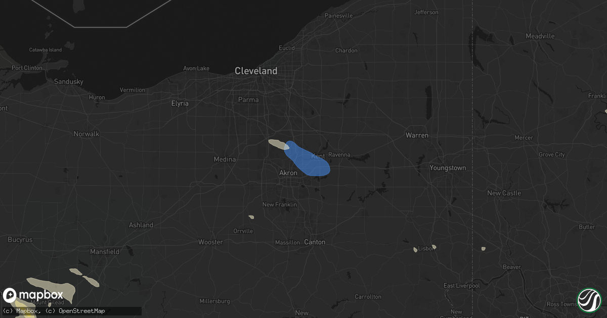 Hail map in Munroe Falls, OH on July 18, 2026