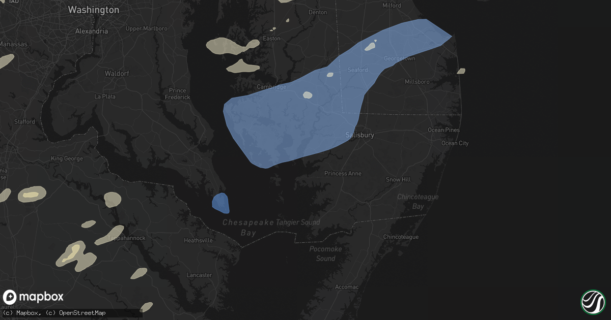 Hail map in Nanticoke, MD on July 18, 2026