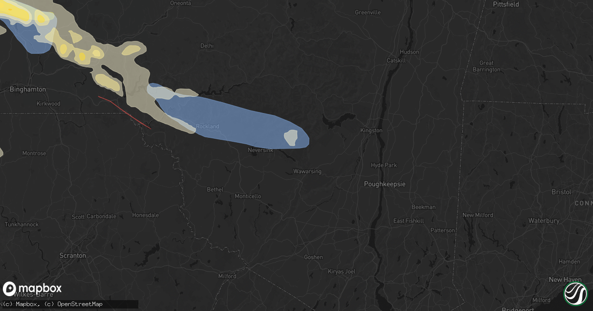 Hail map in Napanoch, NY on July 18, 2026