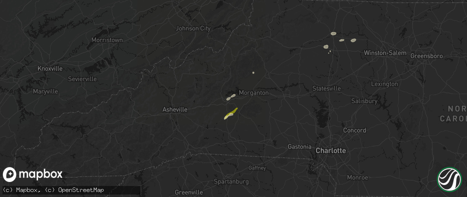 Hail map in Nebo, NC on July 18, 2026