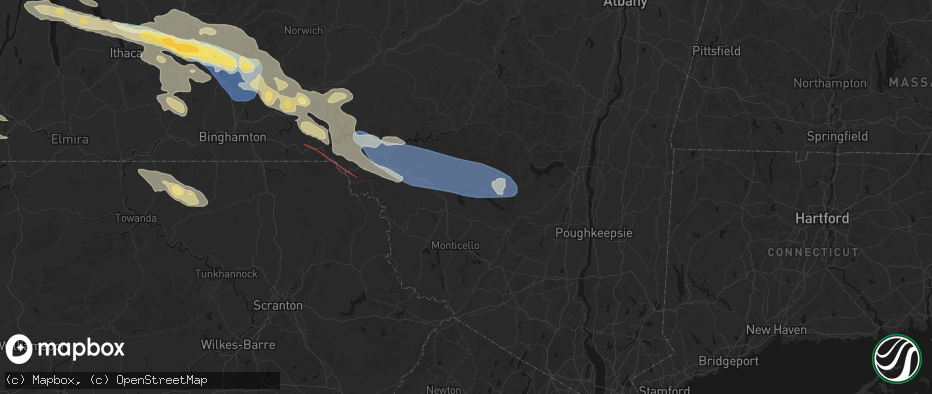 Hail map in Neversink, NY on July 18, 2026