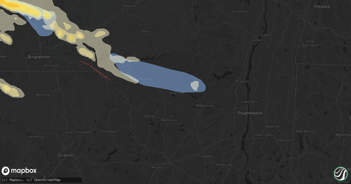 Hail map in Neversink, NY on July 18, 2026