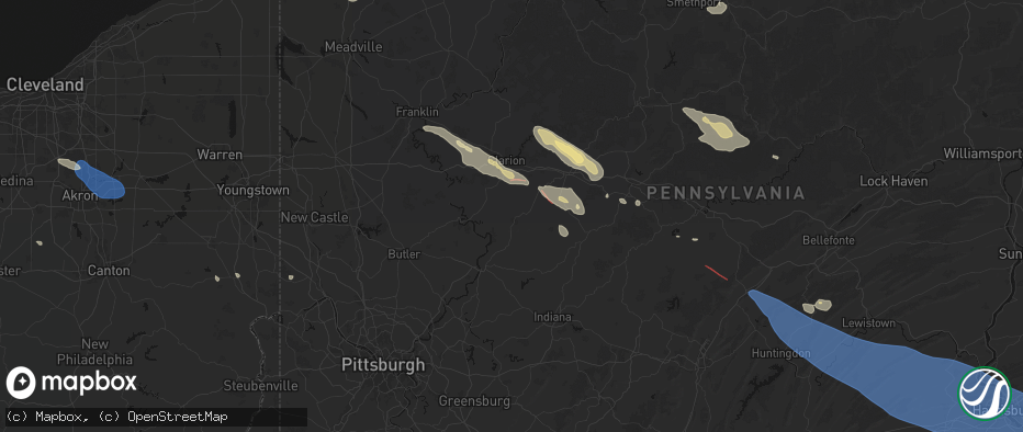 Hail map in New Bethlehem, PA on July 18, 2026