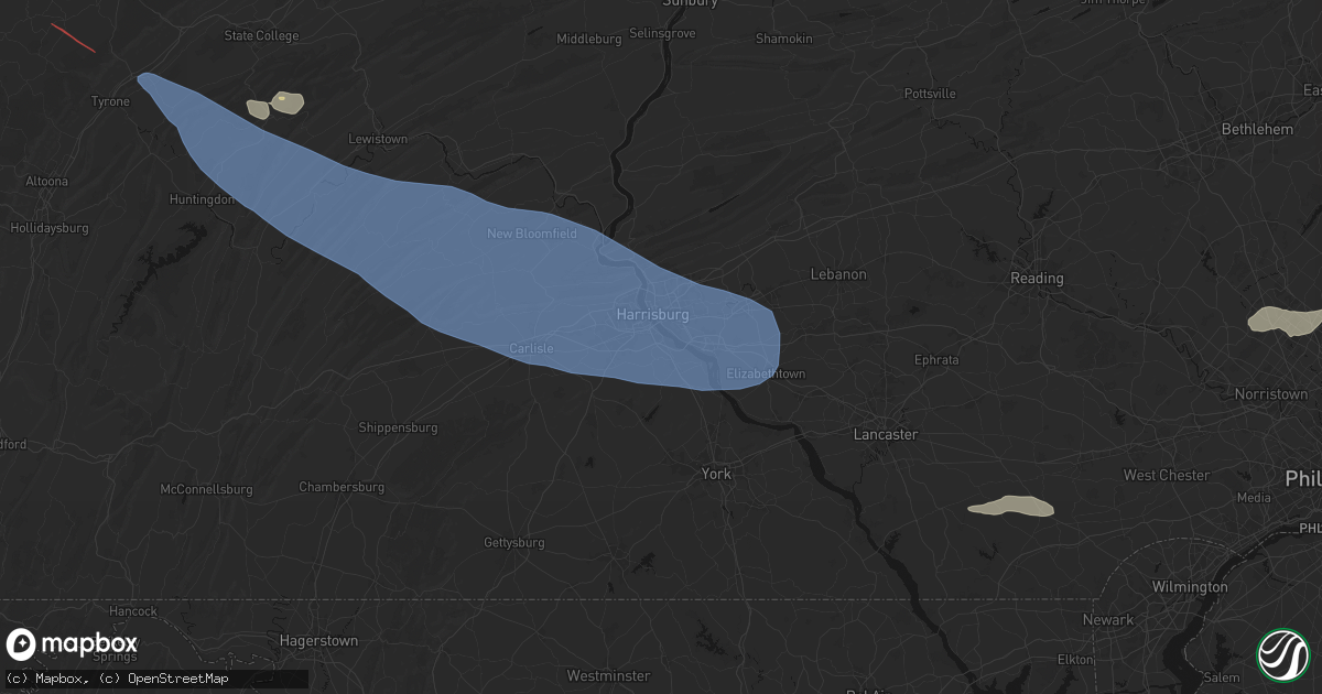 Hail map in New Cumberland, PA on July 18, 2026