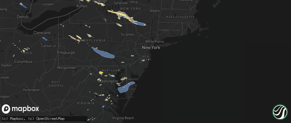 Hail map in New Jersey on July 18, 2026