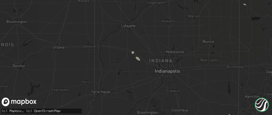 Hail map in New Ross, IN on July 18, 2026