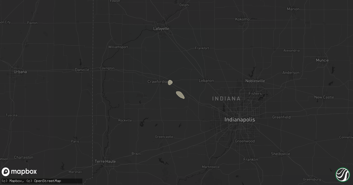 Hail map in New Ross, IN on July 18, 2026